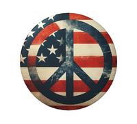 6cm American-Flag-Peace-Sign-Retro Laminated Pinback Buttons Pack Of 5, Round Badges With Glossy Finish And Secure Pinback