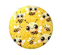 6cm Bee-Honeycomb-Cute Laminated Pinback Buttons Pack Of 5, Round Badges With Glossy Finish And Secure Pinback