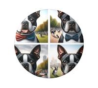 6cm Boston-Terrier-Bow-Tie Laminated Pinback Buttons Pack Of 5, Round Badges With Glossy Finish And Secure Pinback