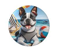 6cm Boston-Terrier-Sea Laminated Pinback Buttons Pack Of 5, Round Badges With Glossy Finish And Secure Pinback