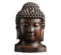 6cm Buddha Statue Head Figurine Mahogany Wooden Carve Ornaments Wood Shakyamuni U6N2 Tathaga Crafts Engraving Hall Home Buddhist
