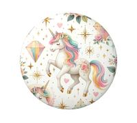 6cm Cartoon-Horse-Rose-Stars Laminated Pinback Buttons Pack Of 5, Round Badges With Glossy Finish And Secure Pinback