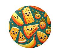 6cm Cheese-Banana-Pineapple Laminated Pinback Buttons Pack Of 5, Round Badges With Glossy Finish And Secure Pinback