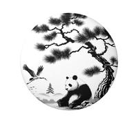 6cm Chinese-Panda-Ink-Painting Laminated Pinback Buttons Pack Of 5, Round Badges With Glossy Finish And Secure Pinback
