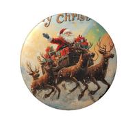 6cm Christmas-Santa-Reindeer Laminated Pinback Buttons Pack Of 5, Round Badges With Glossy Finish And Secure Pinback