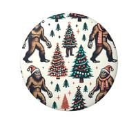 6cm Christmas-Tree-Big-Foot Laminated Pinback Buttons Pack Of 5, Round Badges With Glossy Finish And Secure Pinback