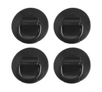 6cm Circular D Ring PVC Patches 4pcs for Inflatable Boats and For Kayaks, Secure Stainless Steel Tie Down (black)