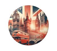 6cm Collage-Vintage-Of-London Laminated Pinback Buttons Pack Of 5, Round Badges With Glossy Finish And Secure Pinback