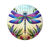 6cm Colorful-Dragonfly-Floral Laminated Pinback Buttons Pack Of 5, Round Badges With Glossy Finish And Secure Pinback