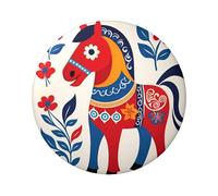 6cm Colorful-Floral-Horse Laminated Pinback Buttons Pack Of 5, Round Badges With Glossy Finish And Secure Pinback