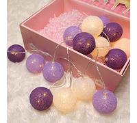 6cm Cotton Ball String Lights, DOTBUY LED Xmas Fairy Lights Christmas Decoration Battery Operated for Indoor outdoor Holiday Party Decor Garlands (Dreamy purple,3.3M/20LED)