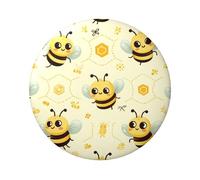 6cm Cute-Cartoon-Bee-Honeycomb Laminated Pinback Buttons Pack Of 5, Round Badges With Glossy Finish And Secure Pinback