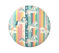 6cm Cute-One-Horned-Horse-Stripe-Rainbow Laminated Pinback Buttons Pack Of 5, Round Badges With Glossy Finish And Secure Pinback