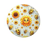 6cm Cute-Sunflower-Bee Laminated Pinback Buttons Pack Of 5, Round Badges With Glossy Finish And Secure Pinback