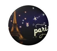 6cm Eiffel-Tower-Stars-Paris Laminated Pinback Buttons Pack Of 5, Round Badges With Glossy Finish And Secure Pinback