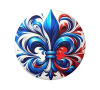 6cm French-Fleur-De-Lis Laminated Pinback Buttons Pack Of 5, Round Badges With Glossy Finish And Secure Pinback
