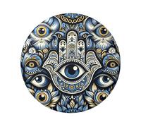 6cm Hand-Blue-Evil-Eye Laminated Pinback Buttons Pack Of 5, Round Badges With Glossy Finish And Secure Pinback