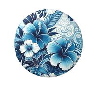 6cm Hawaiian-Hibiscus-Blue-Floral Laminated Pinback Buttons Pack Of 5, Round Badges With Glossy Finish And Secure Pinback