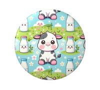 6cm Kawaii-Cow-Milk Laminated Pinback Buttons Pack Of 5, Round Badges With Glossy Finish And Secure Pinback