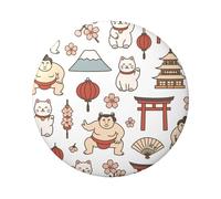 6cm Kawaii Japan Culture Laminated Pinback Buttons Pack Of 5, Round Badges With Glossy Finish And Secure Pinback