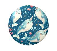 6cm Kawaii-Narwhals Laminated Pinback Buttons Pack Of 5, Round Badges With Glossy Finish And Secure Pinback