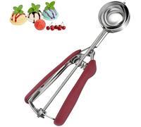 6cm Large Ice Cream Scoop, Stainless Steel Cookie Scoop with Easy Squeeze Release, Non-Slip Rubber Grip Melon Baller for Baking Meatballs Mash Potato Cupcakes (1, Burgundy)
