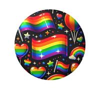 6cm Lgbt-Rainbow-Flag-Balloon Laminated Pinback Buttons Pack Of 5, Round Badges With Glossy Finish And Secure Pinback