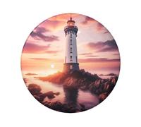 6cm Lighthouse-Sunset-Ocean-Sea Laminated Pinback Buttons Pack Of 5, Round Badges With Glossy Finish And Secure Pinback