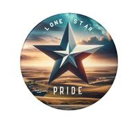 6cm Long-Star-Pride-Texas Laminated Pinback Buttons Pack Of 5, Round Badges With Glossy Finish And Secure Pinback