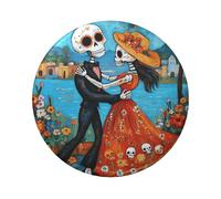 6cm Mexico-Dead-Skeletons-Romance Laminated Pinback Buttons Pack Of 5, Round Badges With Glossy Finish And Secure Pinback