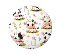 6cm Milk-Cow-Cartoon Laminated Pinback Buttons Pack Of 5, Round Badges With Glossy Finish And Secure Pinback