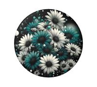 6cm Modern-Teal-Flowers-Dots Laminated Pinback Buttons Pack Of 5, Round Badges With Glossy Finish And Secure Pinback