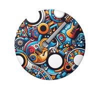 6cm Music-Abstract-Guitar Laminated Pinback Buttons Pack Of 5, Round Badges With Glossy Finish And Secure Pinback