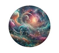 6cm Music-Notes-Floating-Space Laminated Pinback Buttons Pack Of 5, Round Badges With Glossy Finish And Secure Pinback