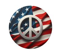 6cm Peace-Sign-American-Flag Laminated Pinback Buttons Pack Of 5, Round Badges With Glossy Finish And Secure Pinback