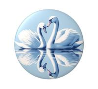 6cm Romantic-Swans-Love-Valentine Laminated Pinback Buttons Pack Of 5, Round Badges With Glossy Finish And Secure Pinback