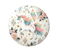 6cm Rose-Cute-Horse-Stars Laminated Pinback Buttons Pack Of 5, Round Badges With Glossy Finish And Secure Pinback