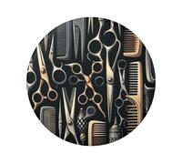 6cm Scissors-Comb-Haircut-Stylist Laminated Pinback Buttons Pack Of 5, Round Badges With Glossy Finish And Secure Pinback