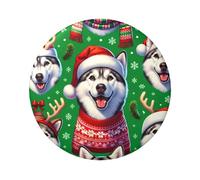 6cm Siberian-Huskies-Christmas Laminated Pinback Buttons Pack Of 5, Round Badges With Glossy Finish And Secure Pinback