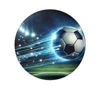 6cm Soccer-Ball-In-Motion Laminated Pinback Buttons Pack Of 5, Round Badges With Glossy Finish And Secure Pinback