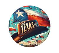 6cm Texas-Flag-Cowboy-Hat Laminated Pinback Buttons Pack Of 5, Round Badges With Glossy Finish And Secure Pinback