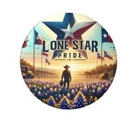 6cm Texas-Pride-Star Laminated Pinback Buttons Pack Of 5, Round Badges With Glossy Finish And Secure Pinback