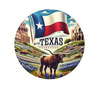 6cm Texas-Spirit Laminated Pinback Buttons Pack Of 5, Round Badges With Glossy Finish And Secure Pinback