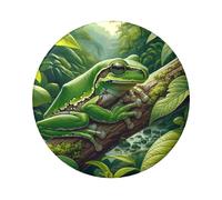 6cm Tropical-Funny-Tree-Frog Laminated Pinback Buttons Pack Of 5, Round Badges With Glossy Finish And Secure Pinback