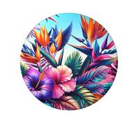 6cm Tropical-Island-Hibiscus Laminated Pinback Buttons Pack Of 5, Round Badges With Glossy Finish And Secure Pinback