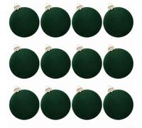 6cm Velvet Ornament Balls 12PC Red Wine Green Khaki(Pure green ink)