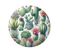 6cm Watercolor-Cactus-Succulents Laminated Pinback Buttons Pack Of 5, Round Badges With Glossy Finish And Secure Pinback