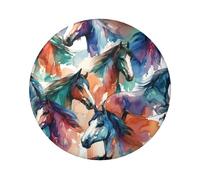 6cm Watercolor-Horse-Colorful Laminated Pinback Buttons Pack Of 5, Round Badges With Glossy Finish And Secure Pinback