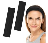 6cm Wide Headbands for Women Men, [2 PCS] Unisex Fashion Head Bands for Women's Hair, Soft Fabric Stretchy Elastic Hair Bands for Makeup, Yoga, Running (Black+Black, One size)