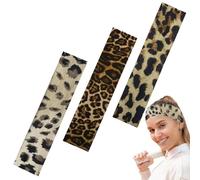 6cm Wide Stretchy Headbands for Women, Non Slip Yoga Sports Hair Bands, Soft Breathable Fabric for Workout Running Gym Makeup, Sweat Wicking Elastic Headband, Unisex (Leopard Print*3pcs)